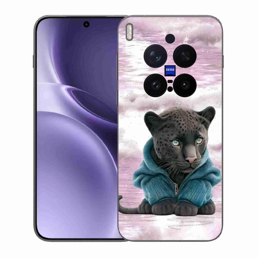 Gélový kryt mmCase na Vivo X300 Pro - čierny panter vo svetri