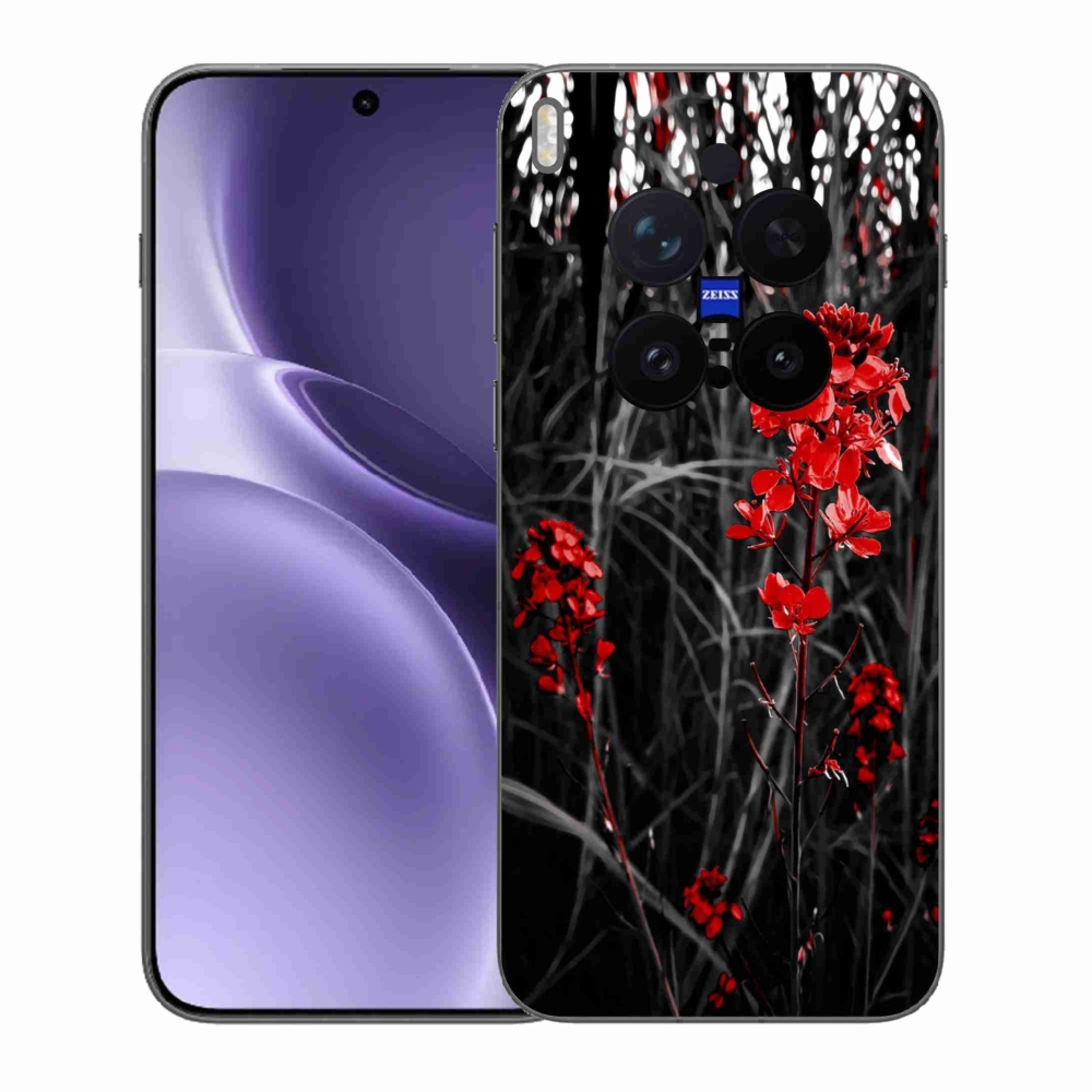Gélový kryt mmCase na Vivo X300 Pro - červená rastlina
