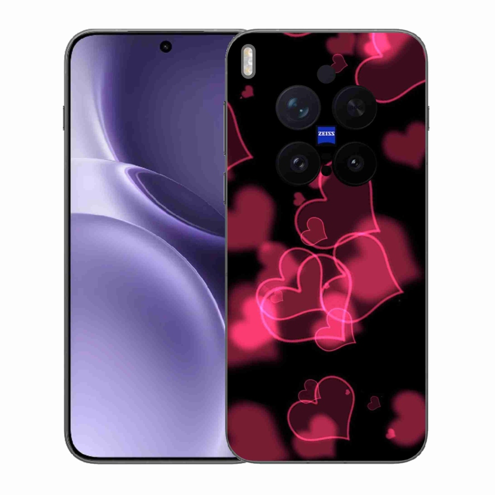 Gélový kryt mmCase na Vivo X300 Pro - červené srdiečka