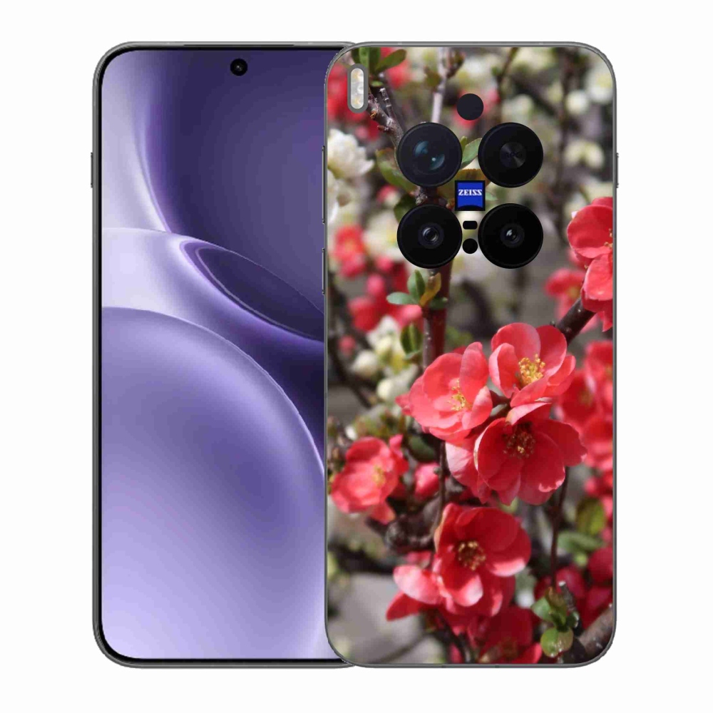 Gélový kryt mmCase na Vivo X300 Pro - červené kvety