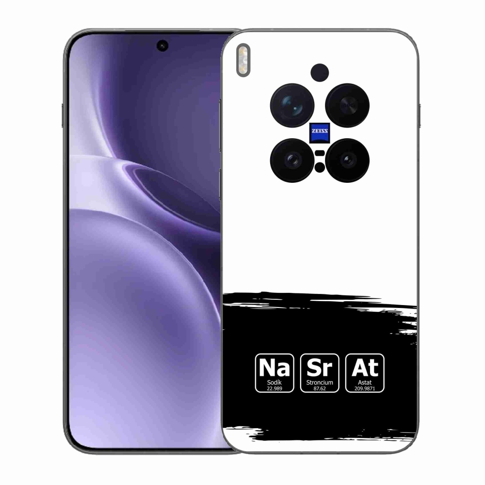 Gélový kryt mmCase na Vivo X300 Pro - chemické prvky čiernobiele pozadie