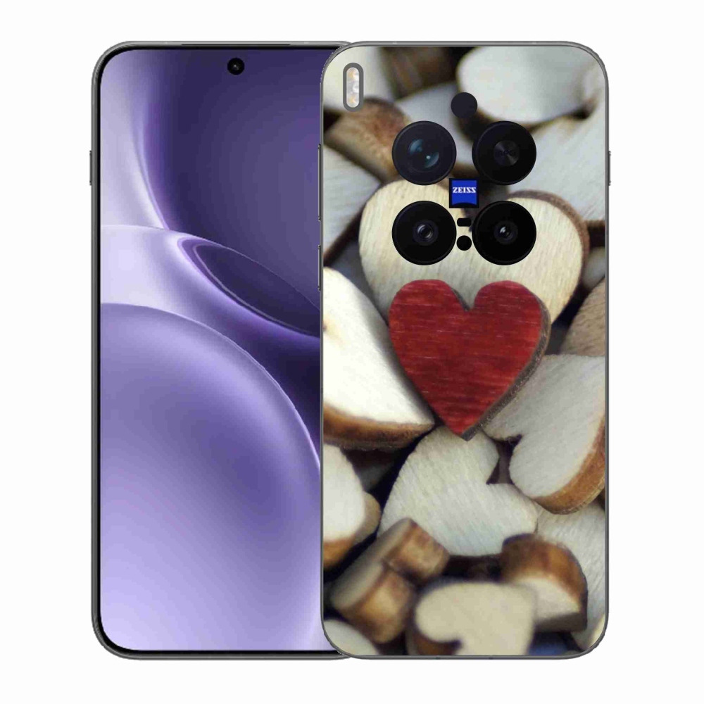 Gélový kryt mmCase na Vivo X300 Pro - gravírované červené srdce