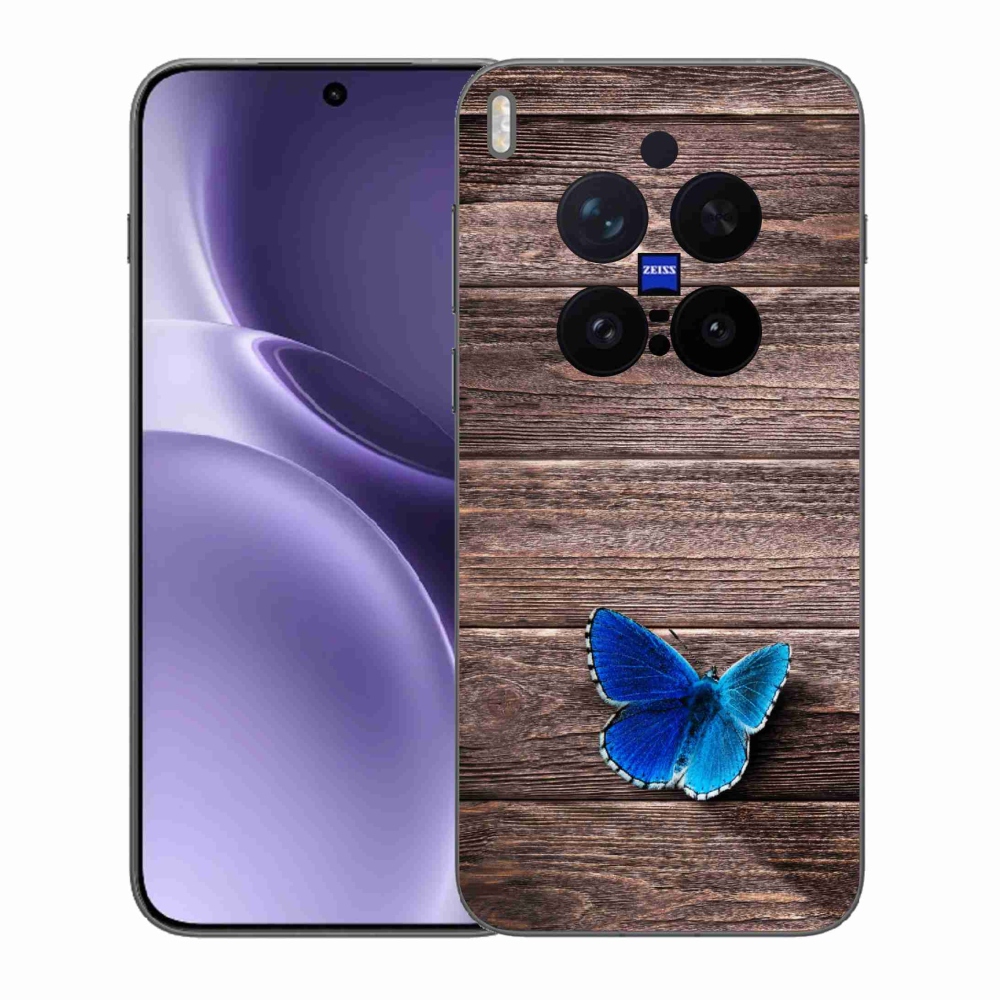 Gélový kryt mmCase na Vivo X300 Pro - modrý motýľ 1