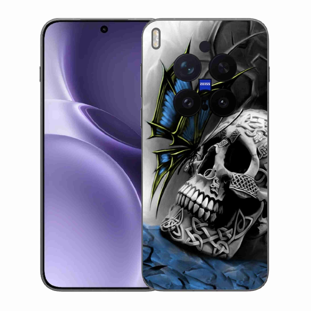Gélový kryt mmCase na Vivo X300 Pro - motýľ a lebka