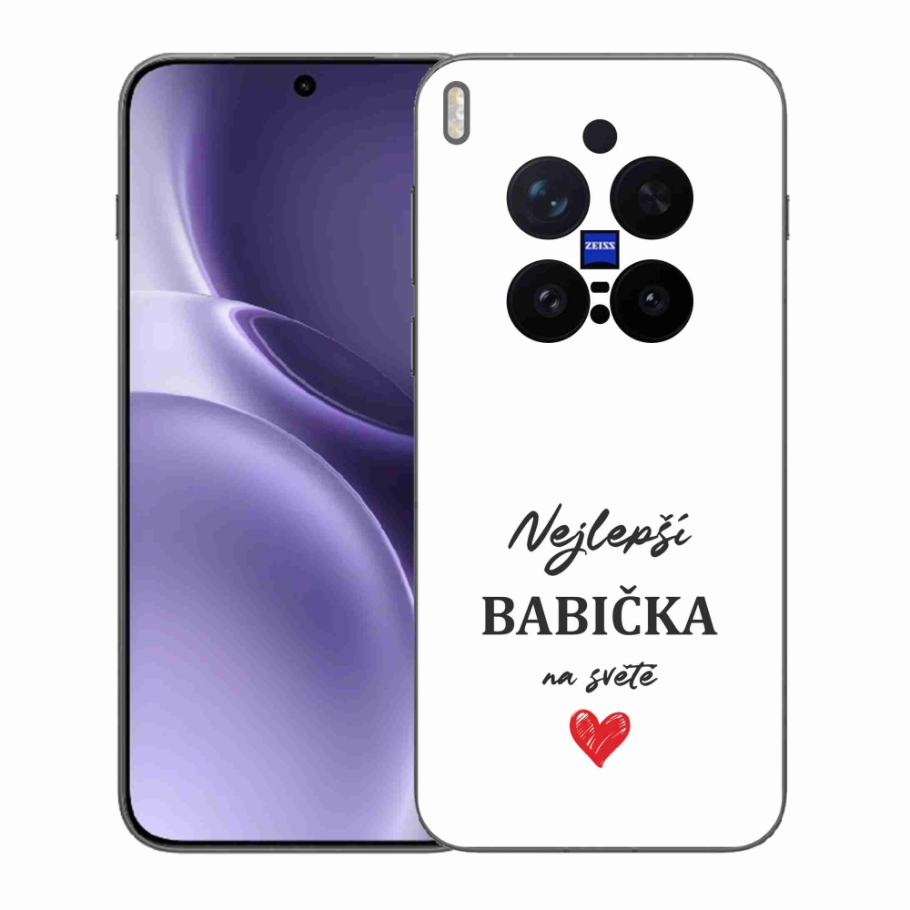 Gélový kryt mmCase na Vivo X300 Pro - najlepšia babička 1 biele pozadie