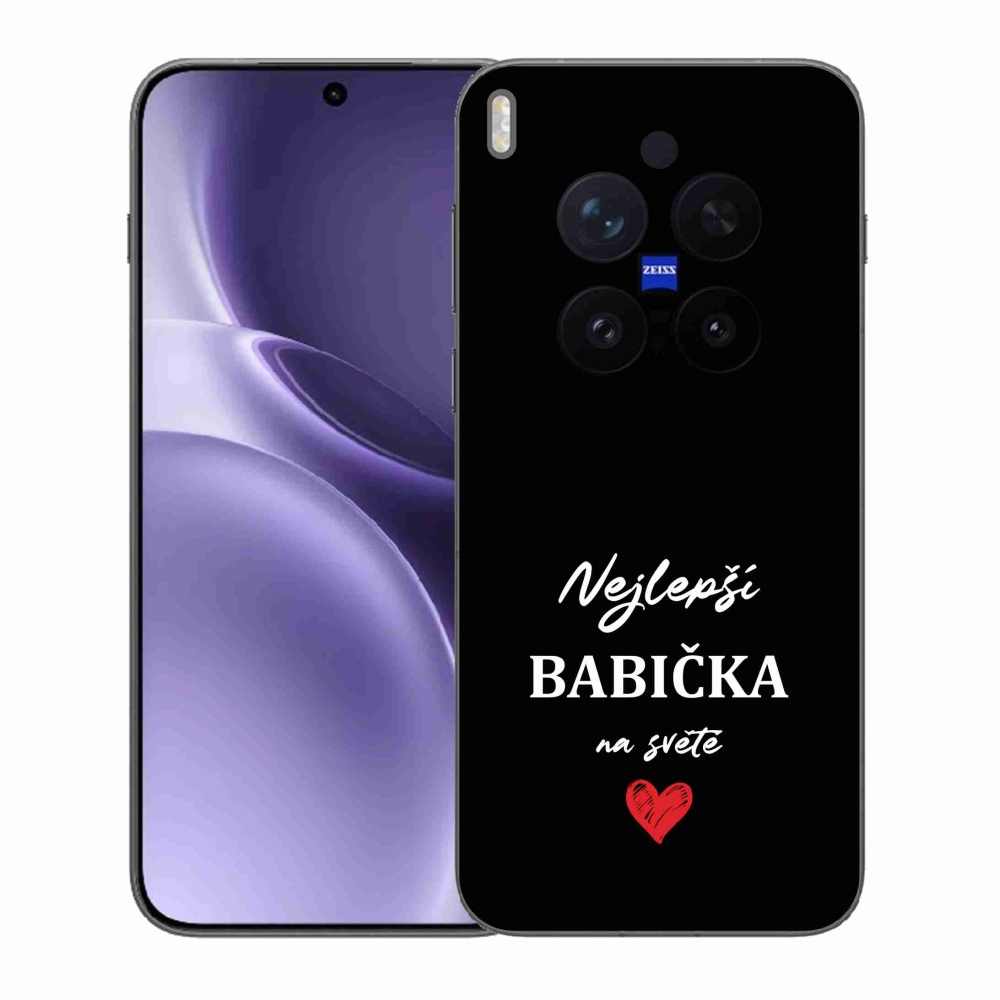 Gélový kryt mmCase na Vivo X300 Pro - najlepšia babička 1 čierne pozadie