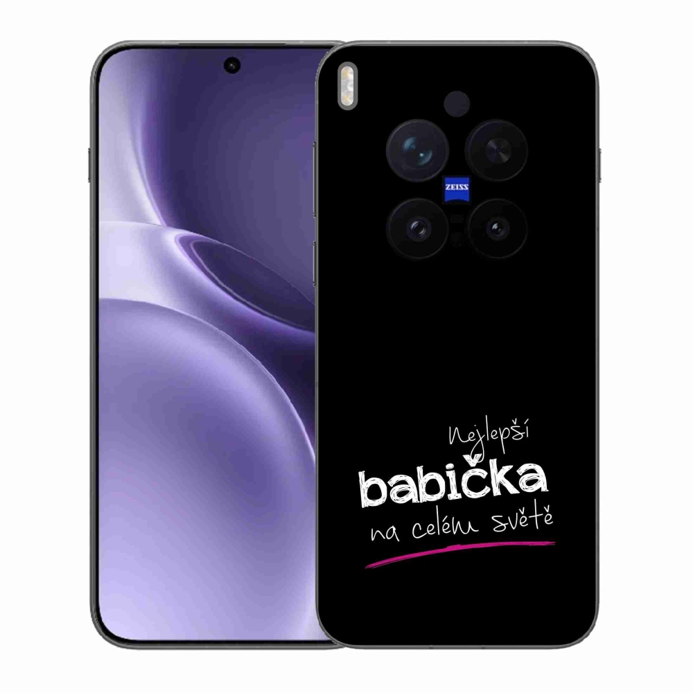 Gélový kryt mmCase na Vivo X300 Pro - najlepšia babička 4 čierne pozadie