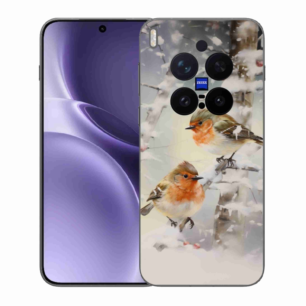 Gélový kryt mmCase na Vivo X300 Pro - vtáčiky v zime