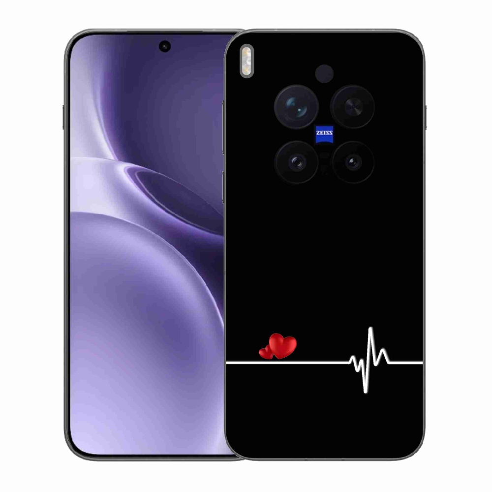 Gélový kryt mmCase na Vivo X300 Pro - srdce a tep čierne pozadie