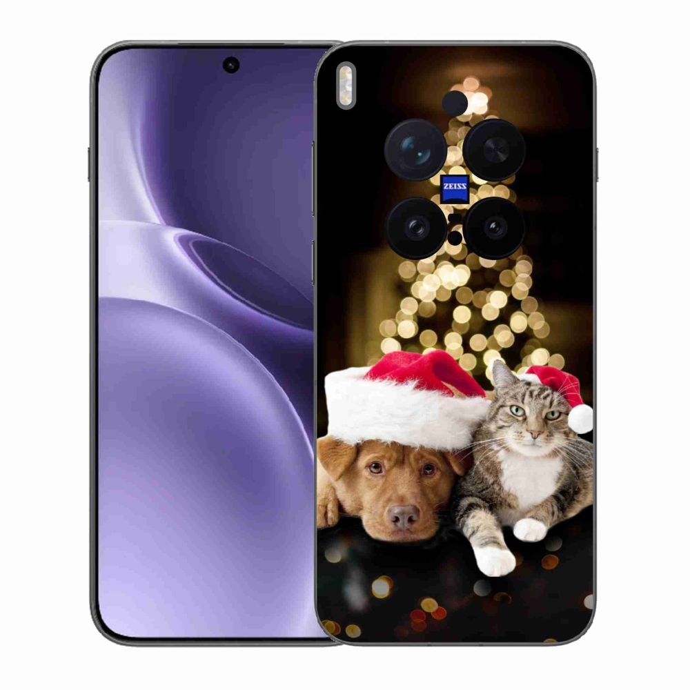 Gélový kryt mmCase na Vivo X300 Pro - vianočný pes a mačka