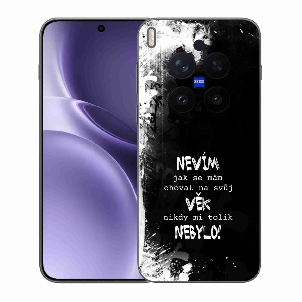 Gélový kryt mmCase na Vivo X300 Pro - vtipný text 14 čierne pozadie