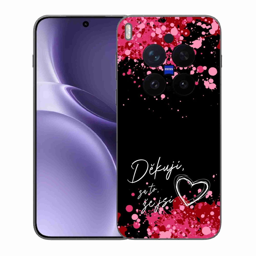 Gélový kryt mmCase na Vivo X300 Pro - zamilovaný text 2 čierne pozadie