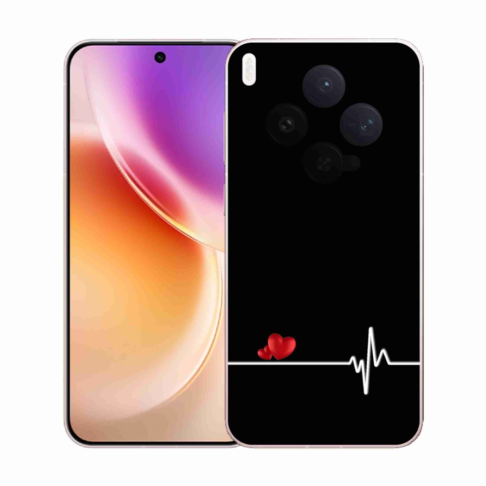 Gélový kryt mmCase na Vivo X300 - srdce a tep čierne pozadie