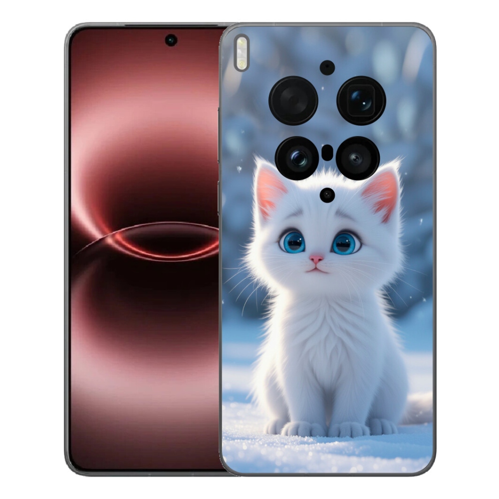 Gélový kryt mmCase na Vivo X300 Ultra - biele mačiatko 3