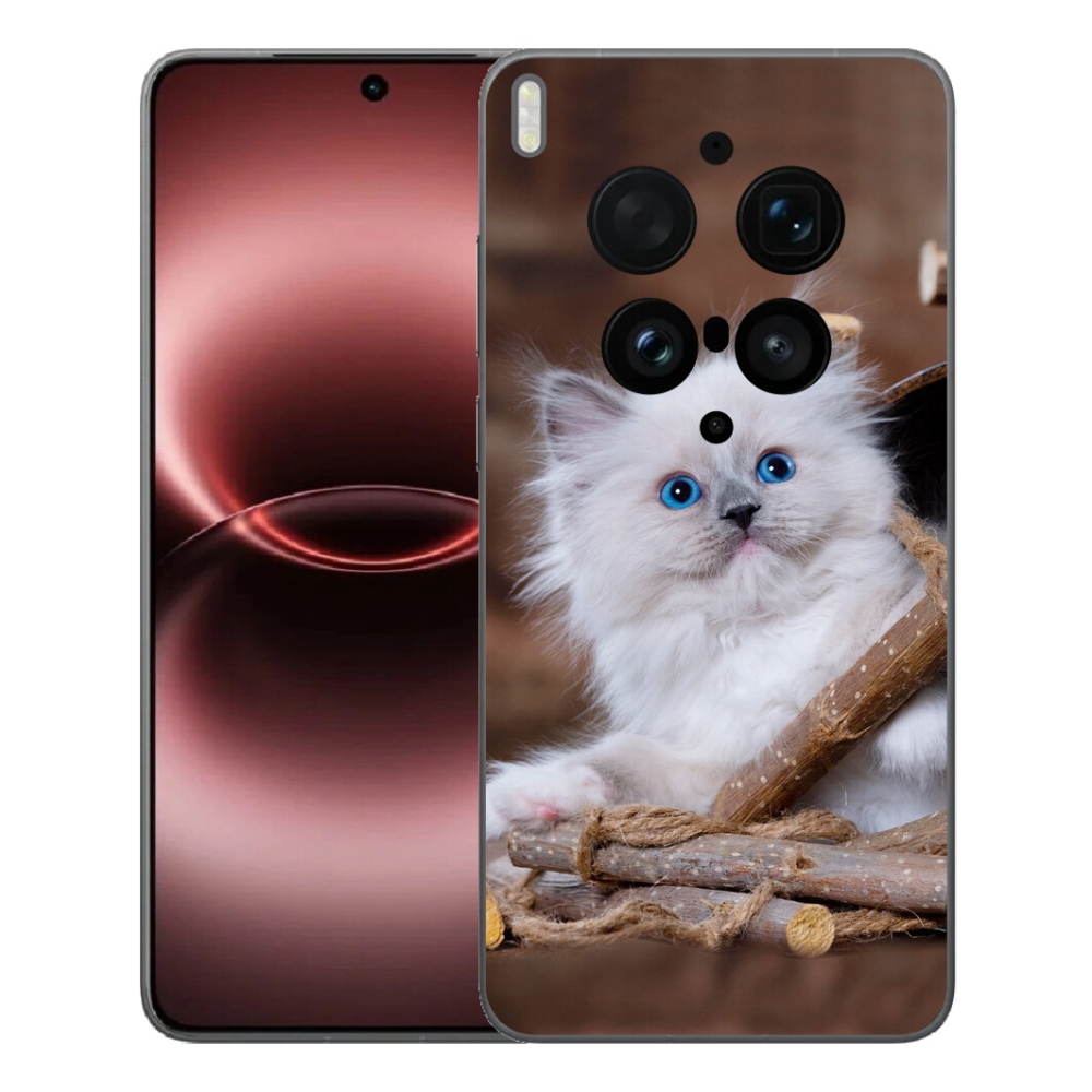 Gélový kryt mmCase na Vivo X300 Ultra - biele mačiatko