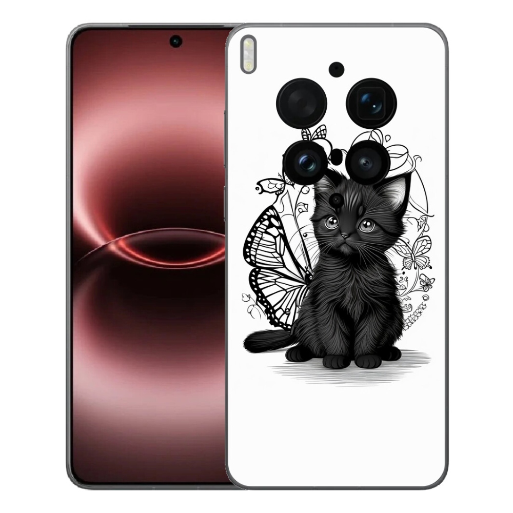 Gélový kryt mmCase na Vivo X300 Ultra - čierne mačiatko