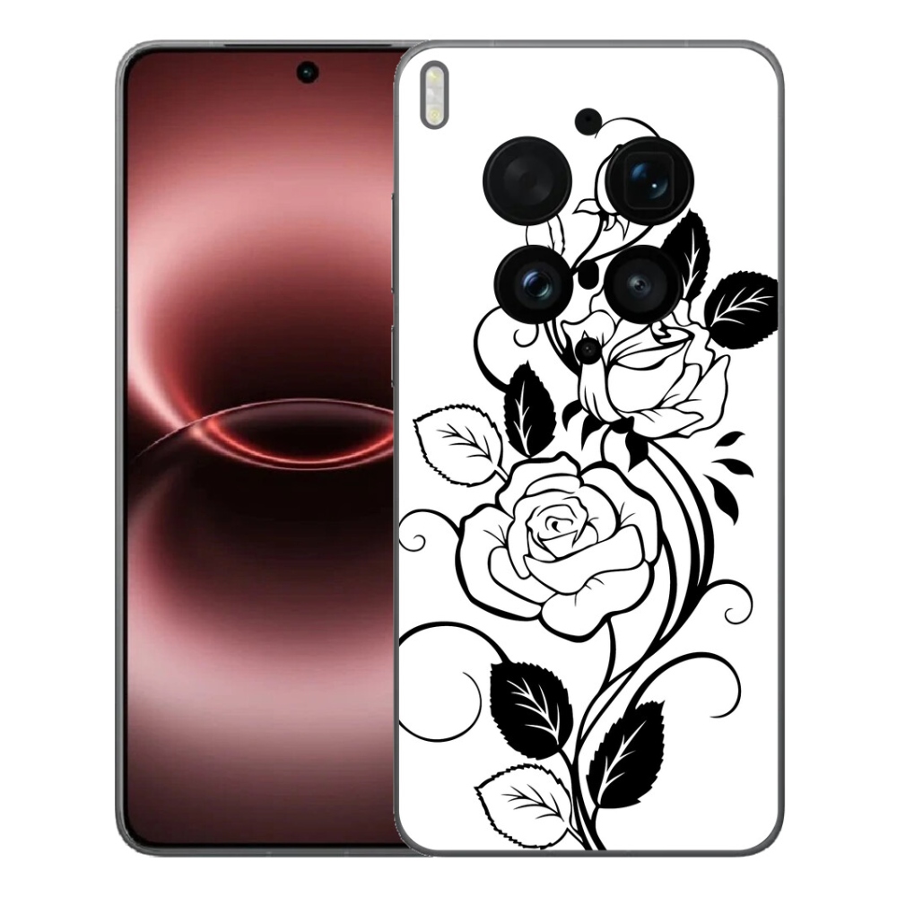 Gélový kryt mmCase na Vivo X300 Ultra - čiernobiela ruža