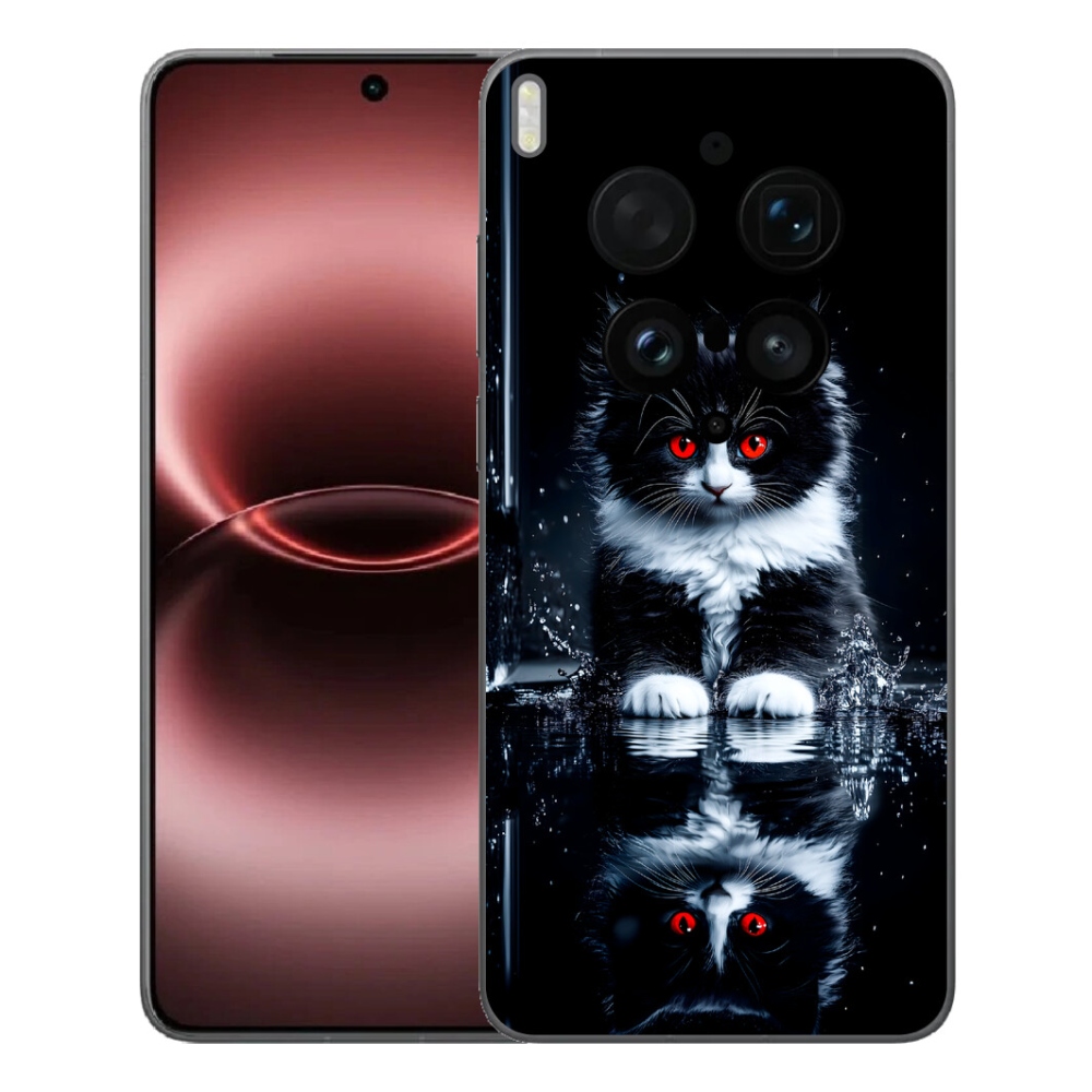 Gélový kryt mmCase na Vivo X300 Ultra - čiernobiele mačiatko