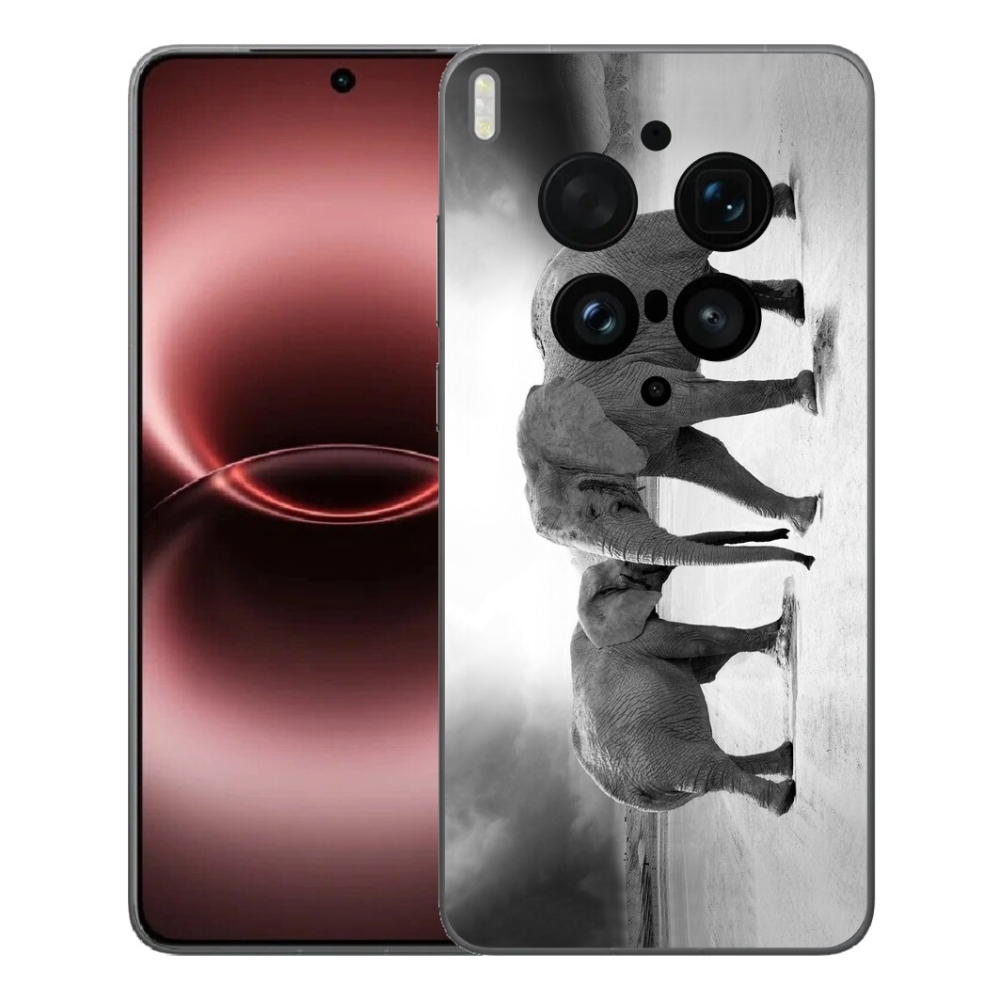 Gélový kryt mmCase na Vivo X300 Ultra - čiernobieli slony