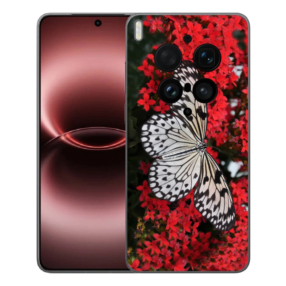 Gélový kryt mmCase na Vivo X300 Ultra - čiernobiely motýľ 1