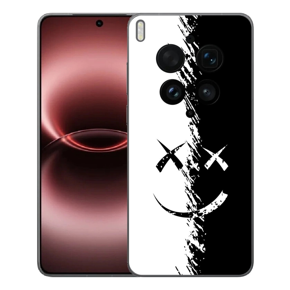 Gélový kryt mmCase na Vivo X300 Ultra - čiernobiely smajlík