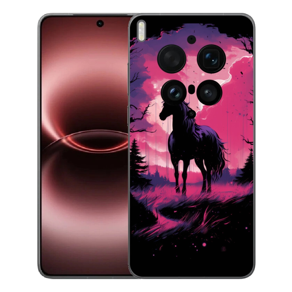 Gélový kryt mmCase na Vivo X300 Ultra - čierny kreslený kôň 1