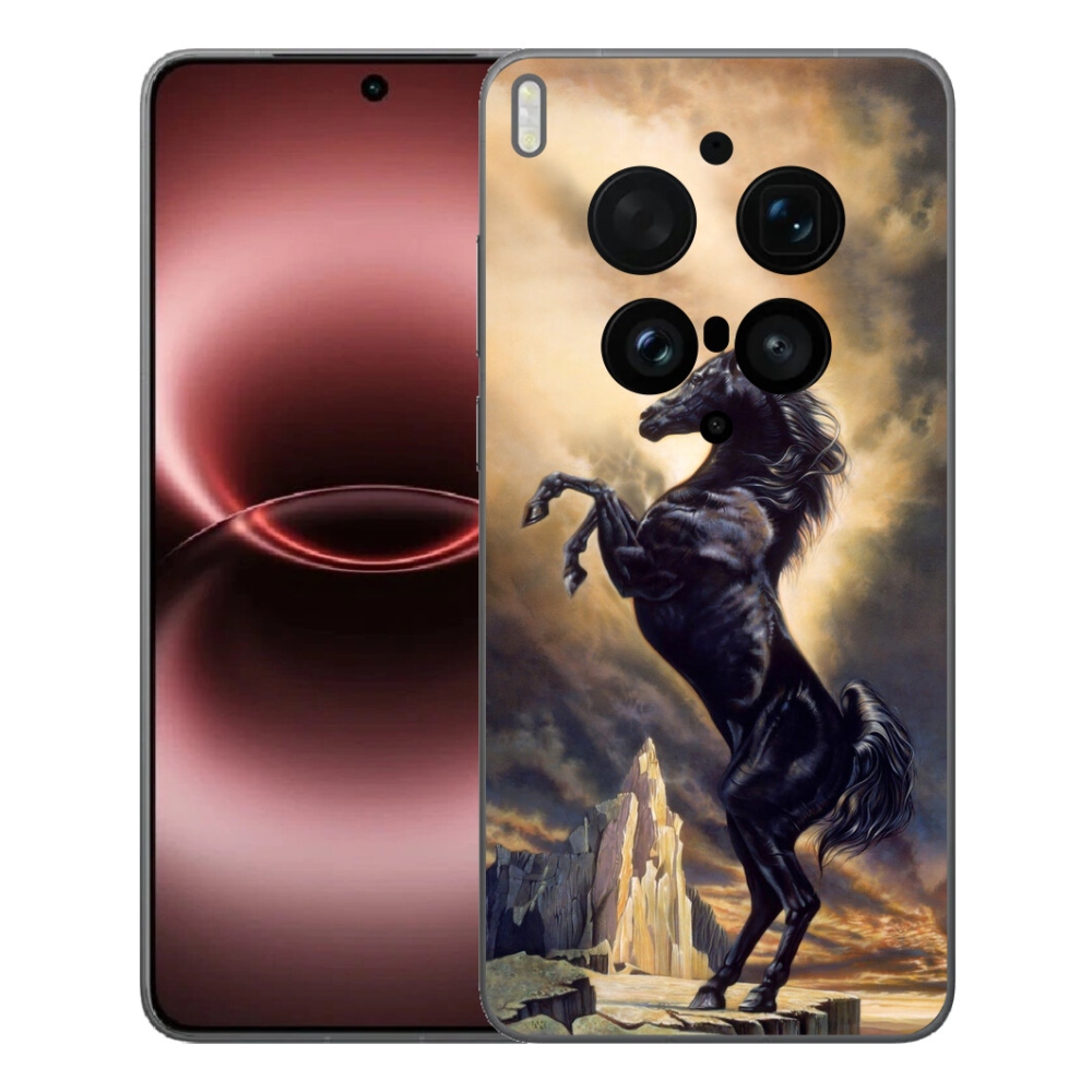 Gélový kryt mmCase na Vivo X300 Ultra - čierny kreslený kôň
