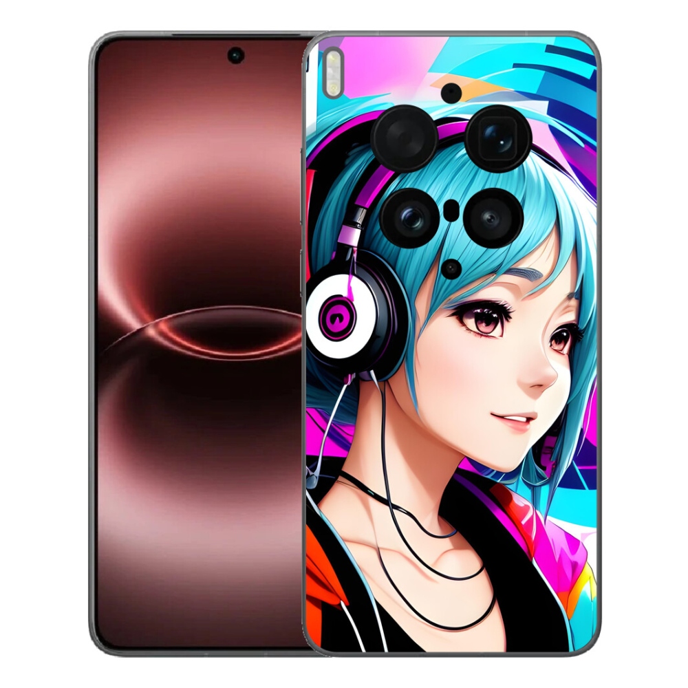 Gélový kryt mmCase na Vivo X300 Ultra - dievča so slúchadlami