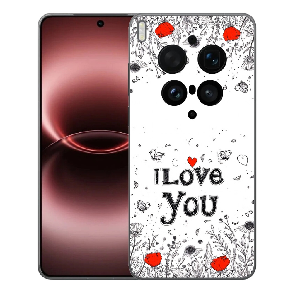 Gélový kryt mmCase na Vivo X300 Ultra - I love you biele pozadie
