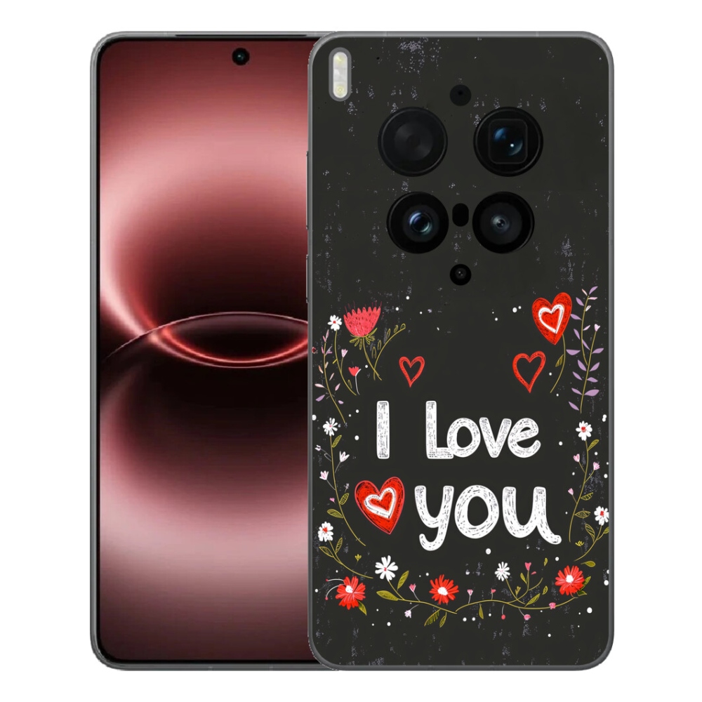 Gélový kryt mmCase na Vivo X300 Ultra - I love you čierne pozadie