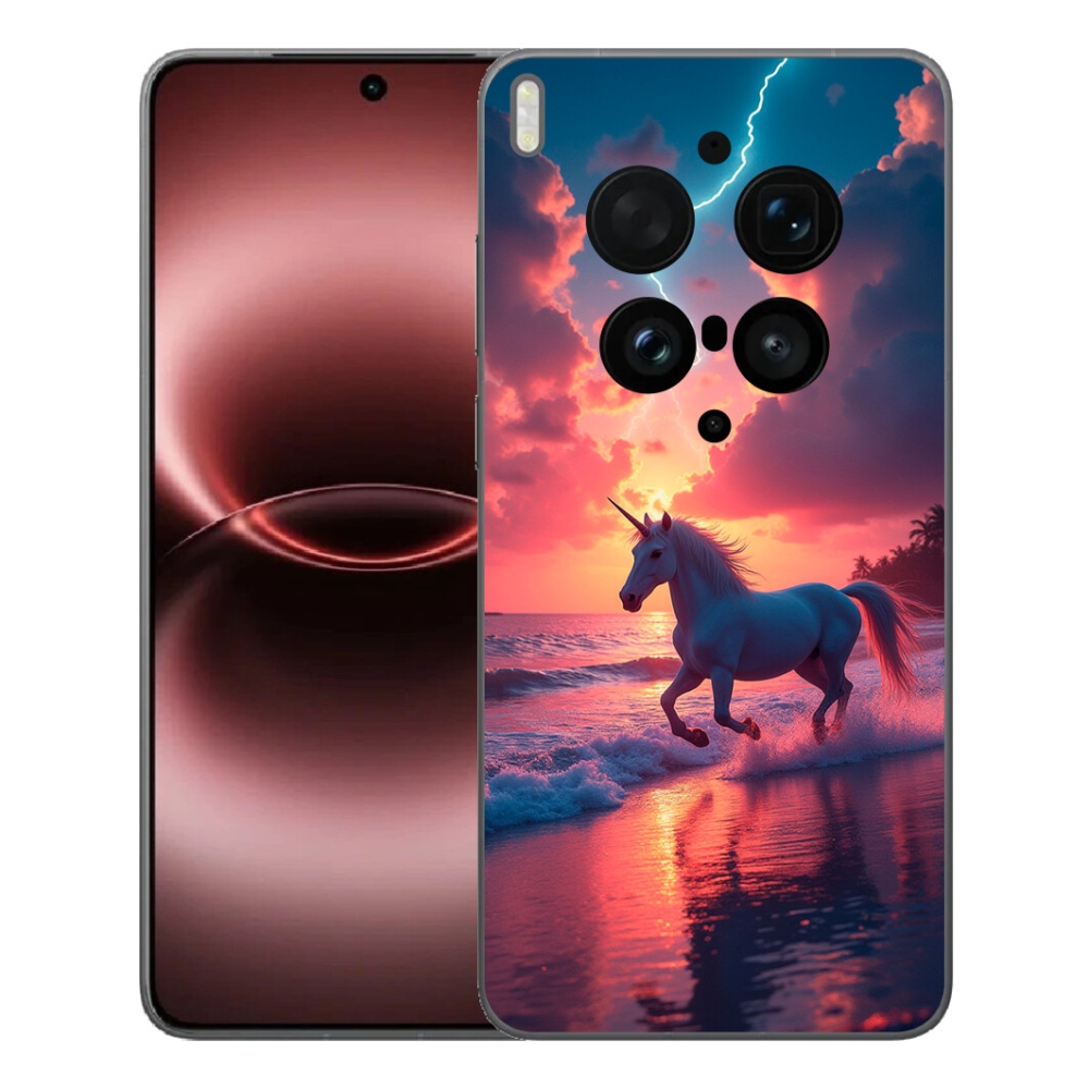 Gélový kryt mmCase na Vivo X300 Ultra - jednorožec na pláži