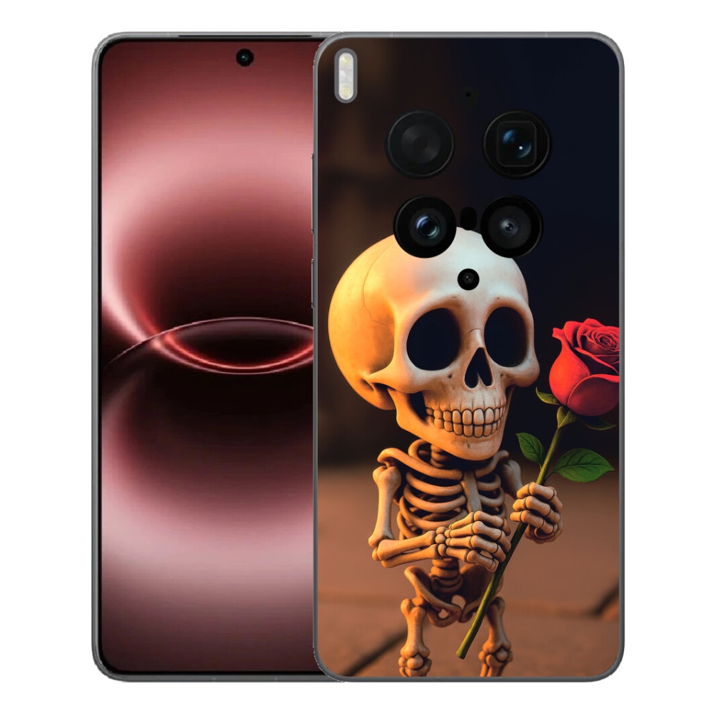 Gélový kryt mmCase na Vivo X300 Ultra - kostlivec s ružou