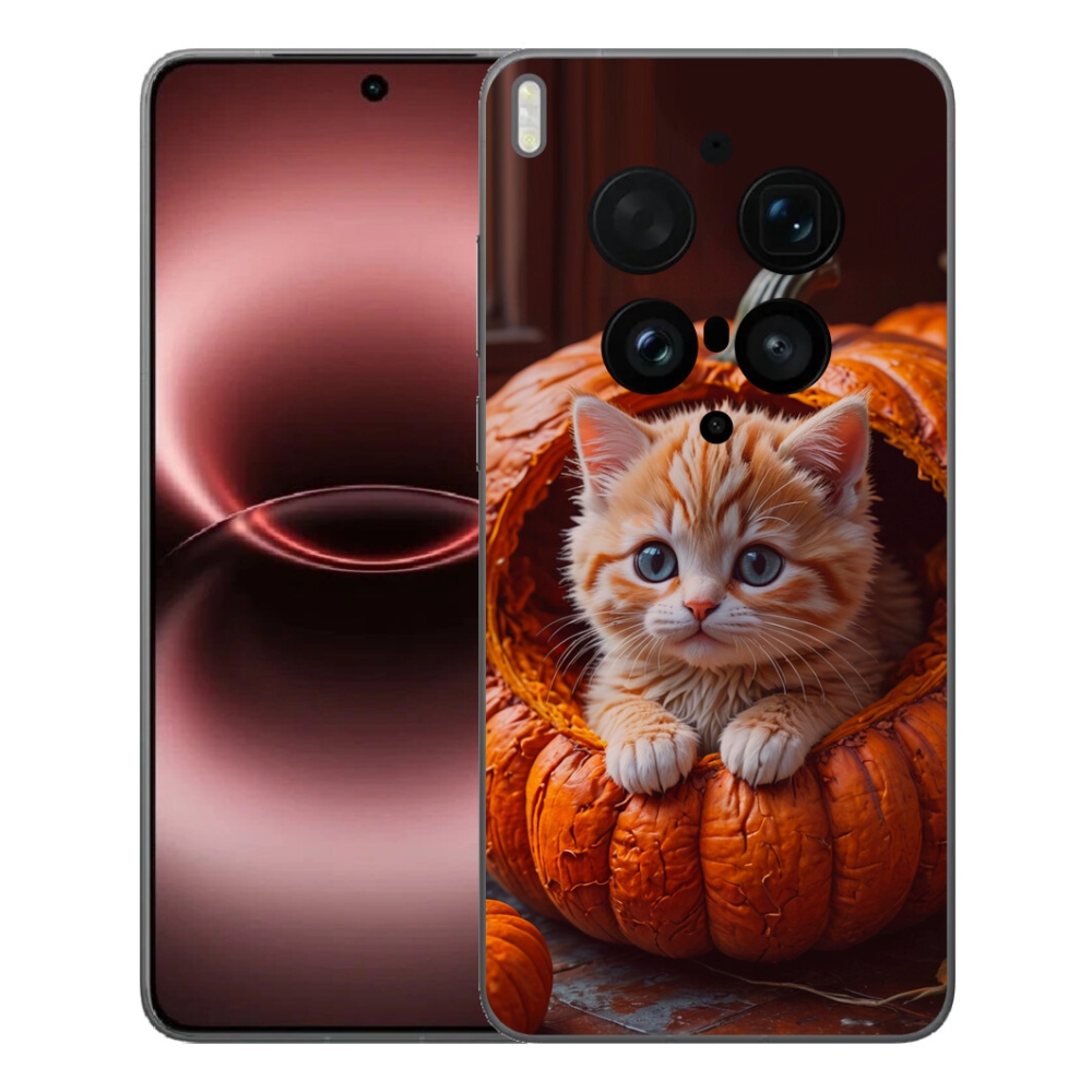 Gélový kryt mmCase na Vivo X300 Ultra - mačiatko a tekvica 2