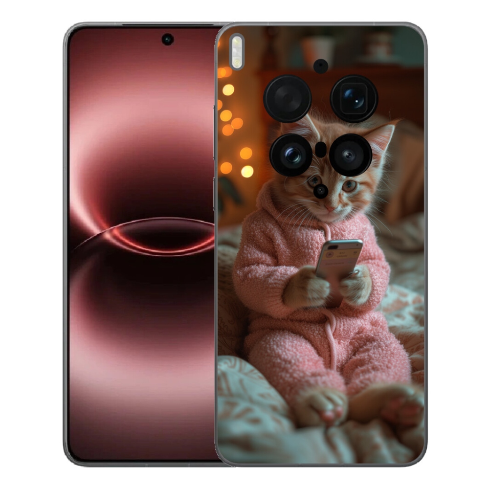 Gélový kryt mmCase na Vivo X300 Ultra - mačiatko s mobilom