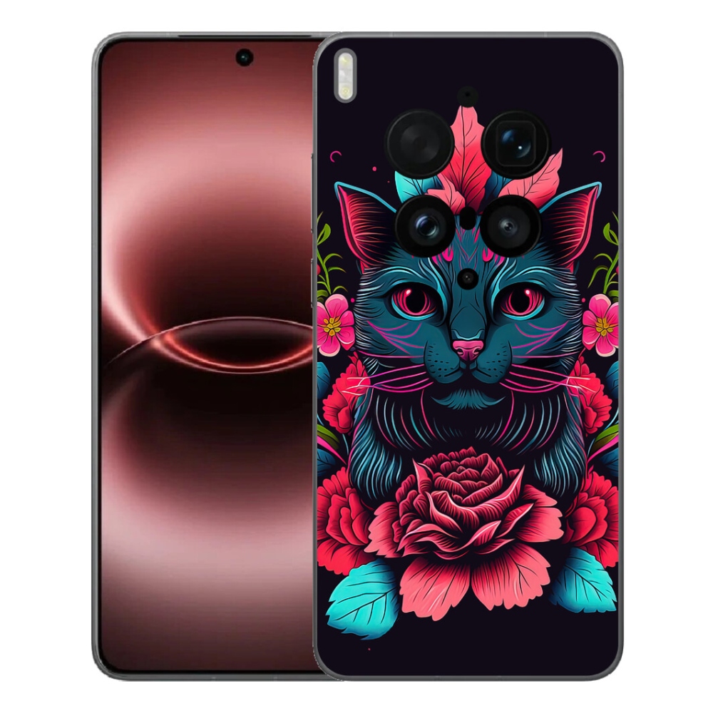 Gélový kryt mmCase na Vivo X300 Ultra - kvety a mačka