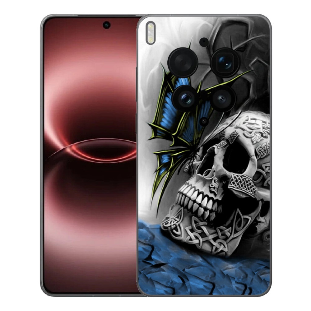 Gélový kryt mmCase na Vivo X300 Ultra - motýľ a lebka