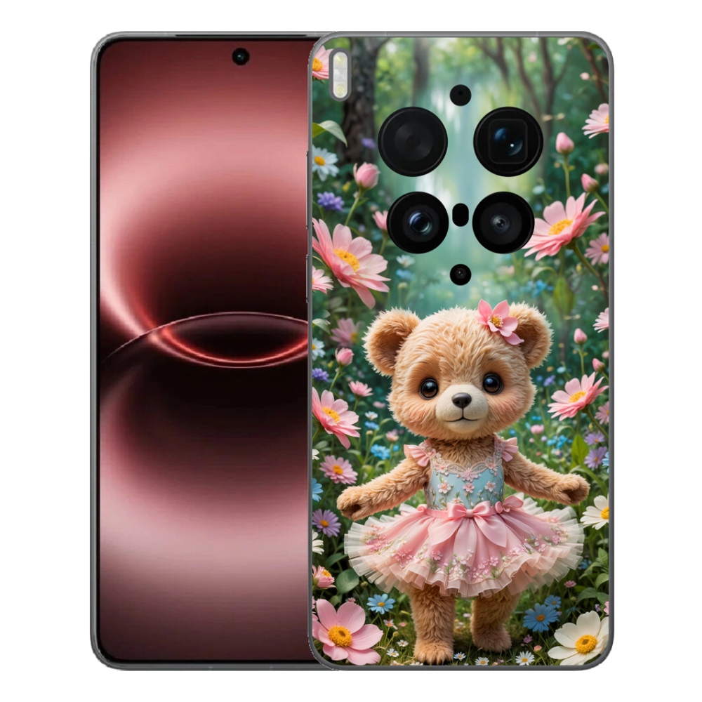 Gélový kryt mmCase na Vivo X300 Ultra - roztomilý medvedík v kvetoch