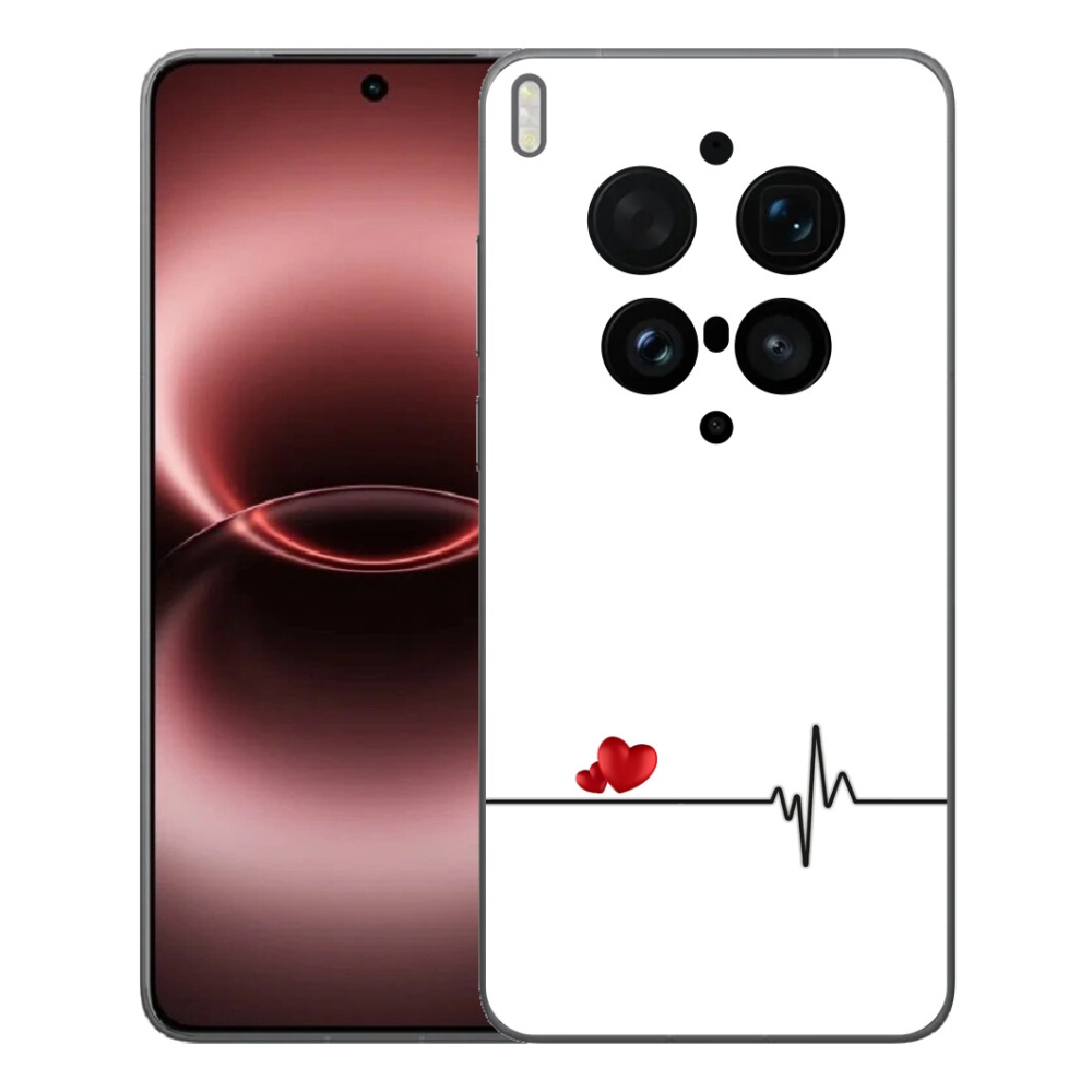 Gélový kryt mmCase na Vivo X300 Ultra - srdce a tep biele pozadie