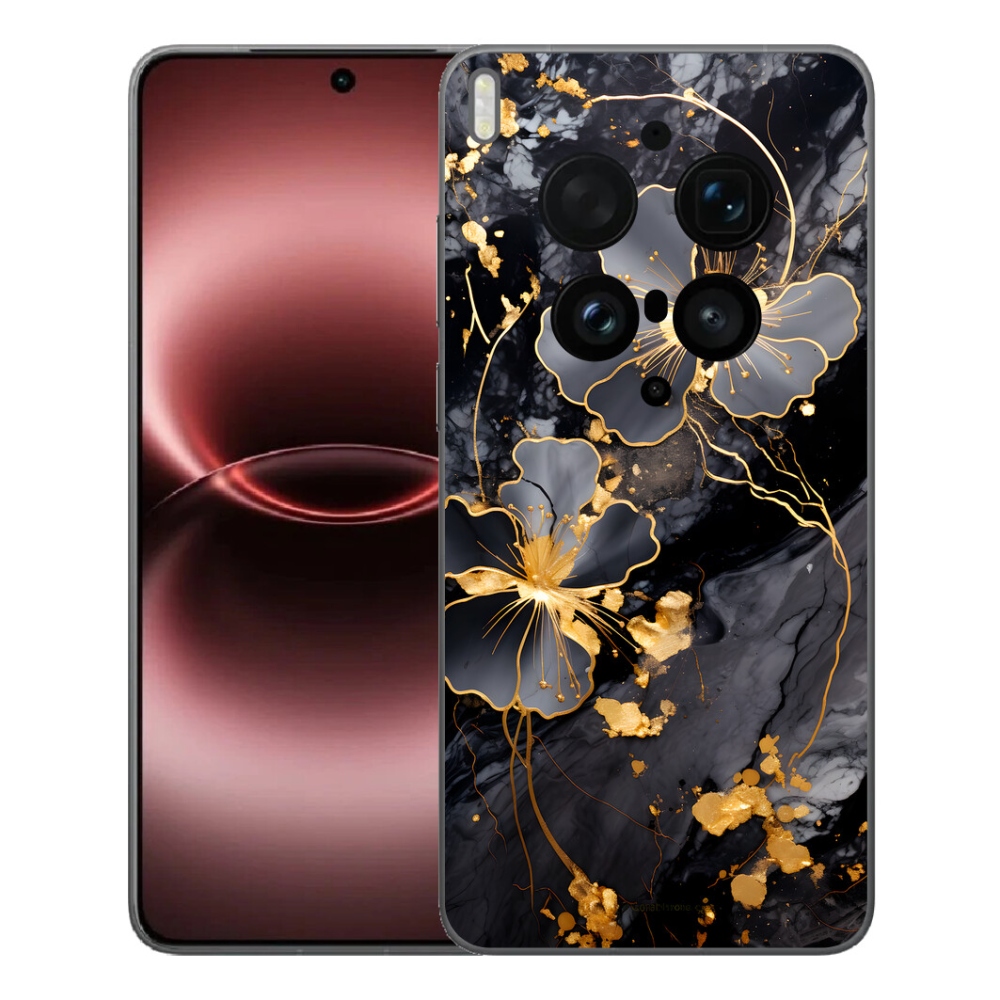 Gélový kryt mmCase na Vivo X300 Ultra - zlaté kvety