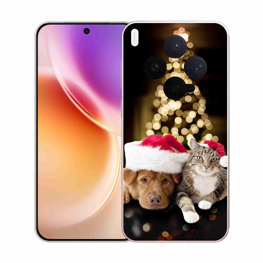 Gélový kryt mmCase na Vivo X300 - vianočný pes a mačka