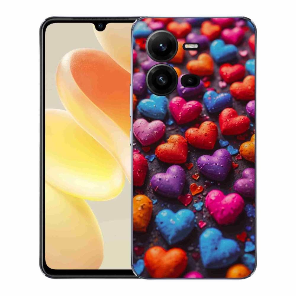 Gélový kryt mmCase na Vivo X80 Lite - farebné srdcia