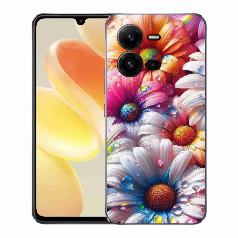 Gélový kryt mmCase na Vivo X80 Lite - farebné margaréty