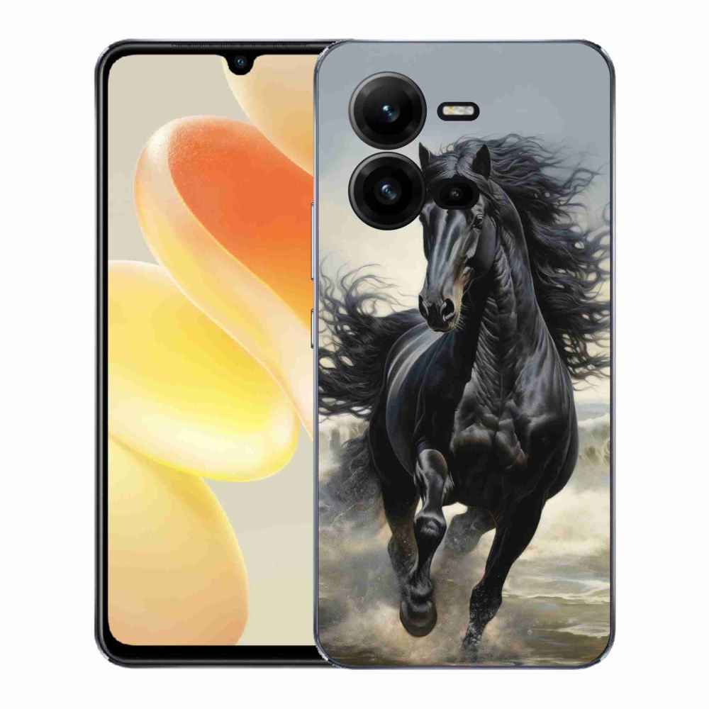 Gélový kryt mmCase na Vivo X80 Lite - bežiaci čierny kôň