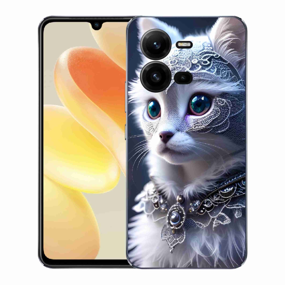 Gélový kryt mmCase na Vivo X80 Lite - biela mačka