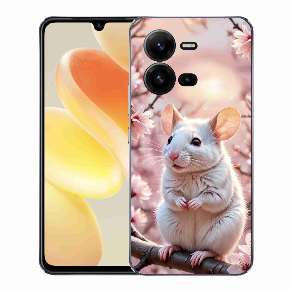 Gélový kryt mmCase na Vivo X80 Lite - biela myš na vetve
