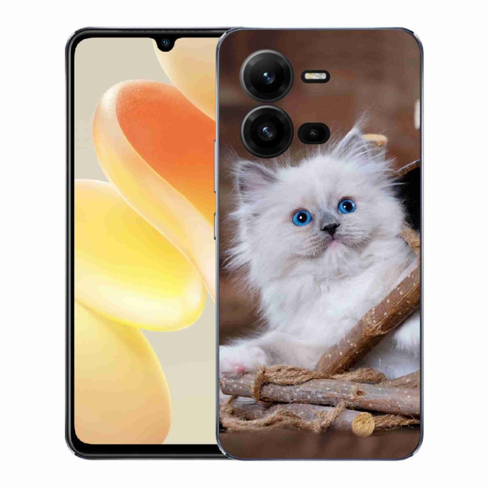 Gélový kryt mmCase na Vivo X80 Lite - biele mačiatko