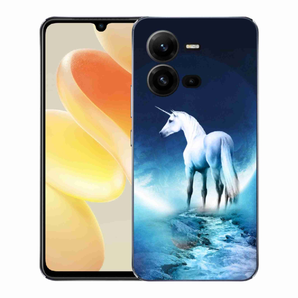 Gélový kryt mmCase na Vivo X80 Lite - biely jednorožec