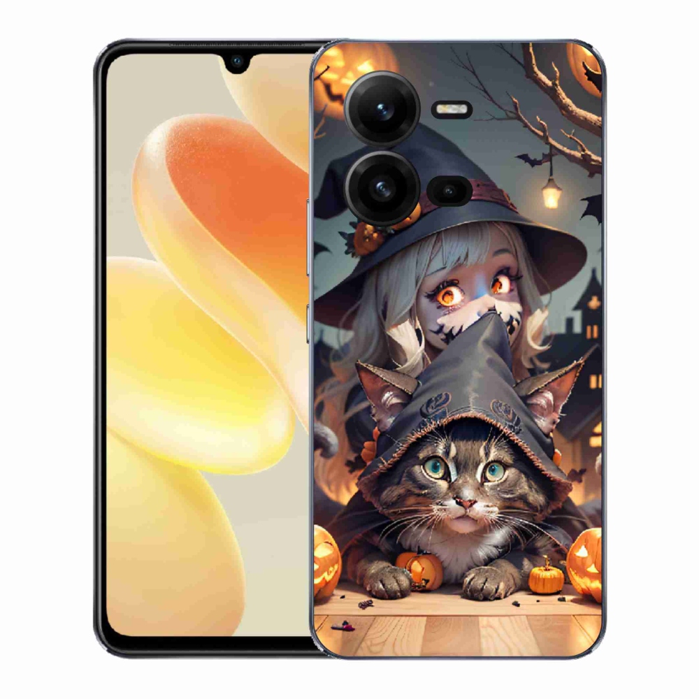 Gélový kryt mmCase na Vivo X80 Lite - čarodejnica s mačkou