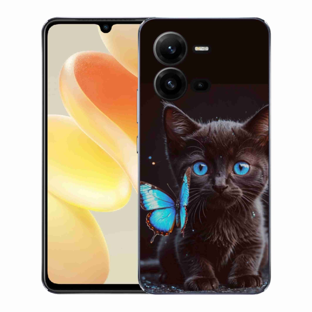 Gélový kryt mmCase na Vivo X80 Lite - čierne mačiatko 3