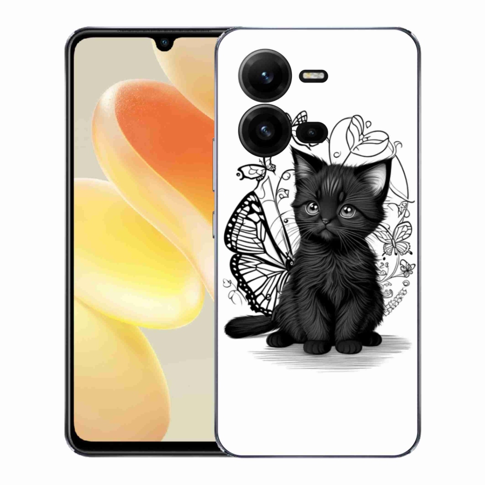 Gélový kryt mmCase na Vivo X80 Lite - čierne mačiatko